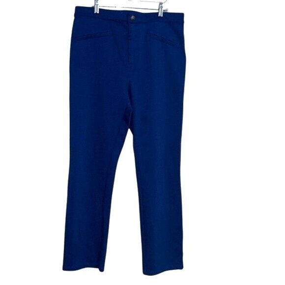 Liz Claiborne Womens Blue Straight-Leg Trousers Size 14 Polyester/Rayon - Picture 1 of 9